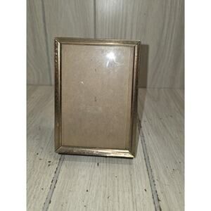 Vtg Brass Metal Etched 3.5 X 5” Picture Frame Easel MCM Farmhouse Gallery Wall